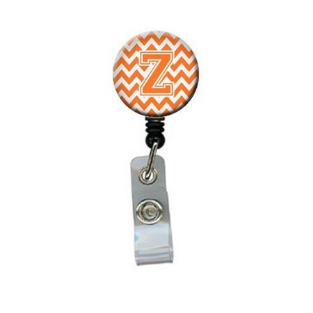 Carolines Treasures Letter Z Chevron Orange and White Retractable Badge Reel CJ1046-ZBR